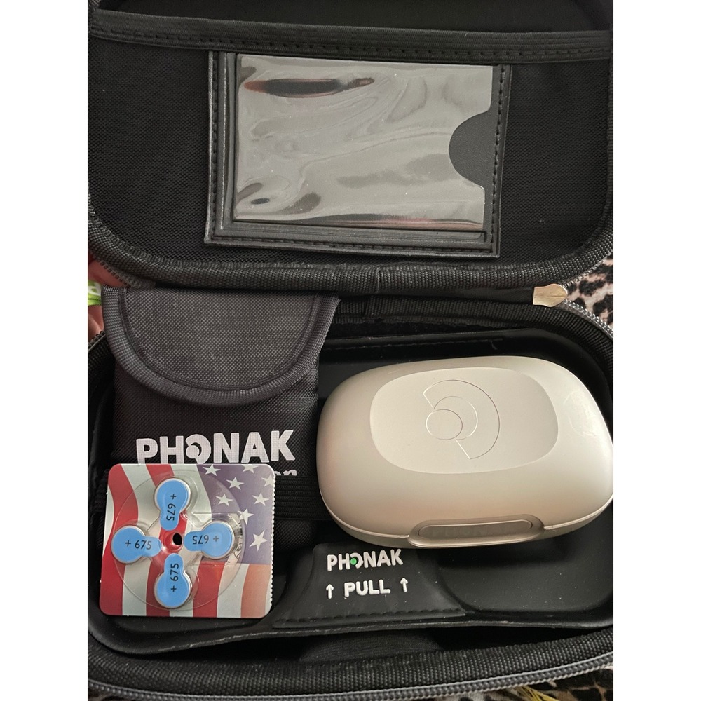 Phonak Ambra M H2O Hearing Aid Set with Carrying Case and Batteries Tan